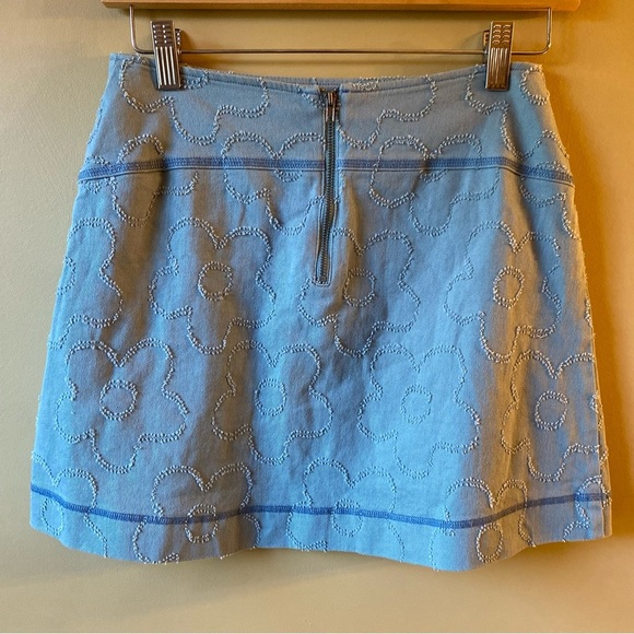 Urban Outfitters Floral Distressed Mini Skirt Light Blue Women’s Small Zippered - Picture 2 of 9